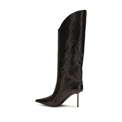 LE SILLA Black Calf Leather Bos Taurus High Heel Boots