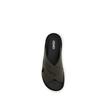 Fendi Bicolor Polyester Flat Sandals