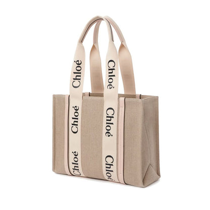 Chloé Beige Linen Tote Bag