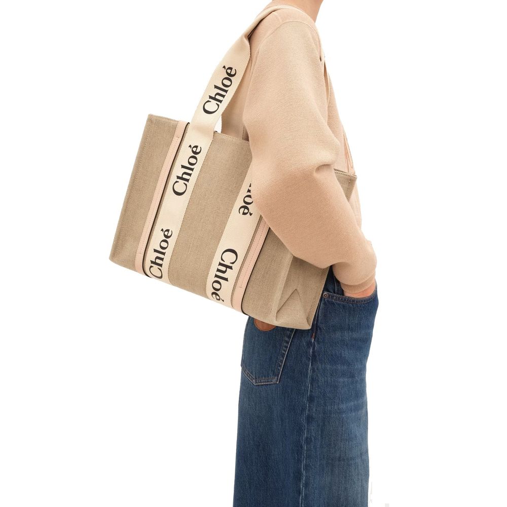 Chloé Beige Linen Tote Bag