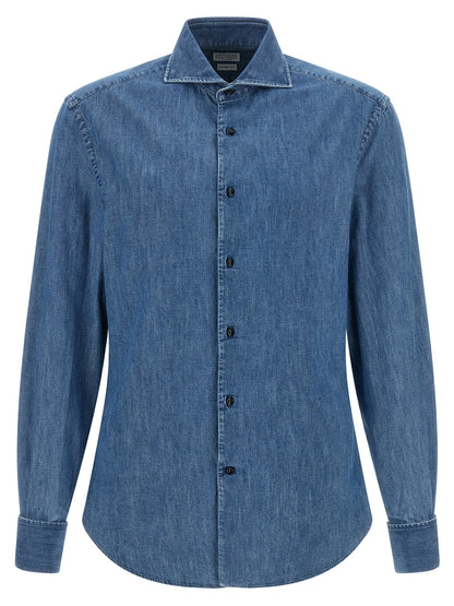 Brunello Cucinelli Blue Cotton Blouse