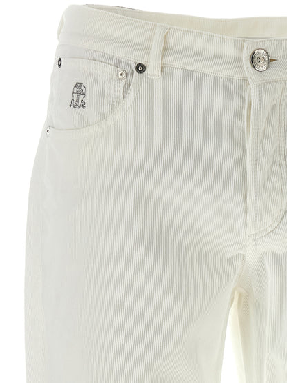 Brunello Cucinelli White Cotton Casual Pants