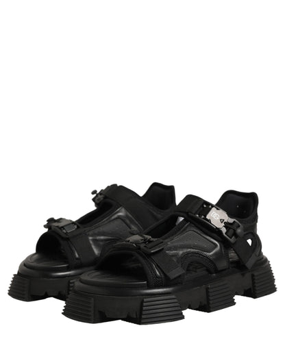 Dolce & Gabbana Black Logo Detailed Men Chunky Sandals Shoes