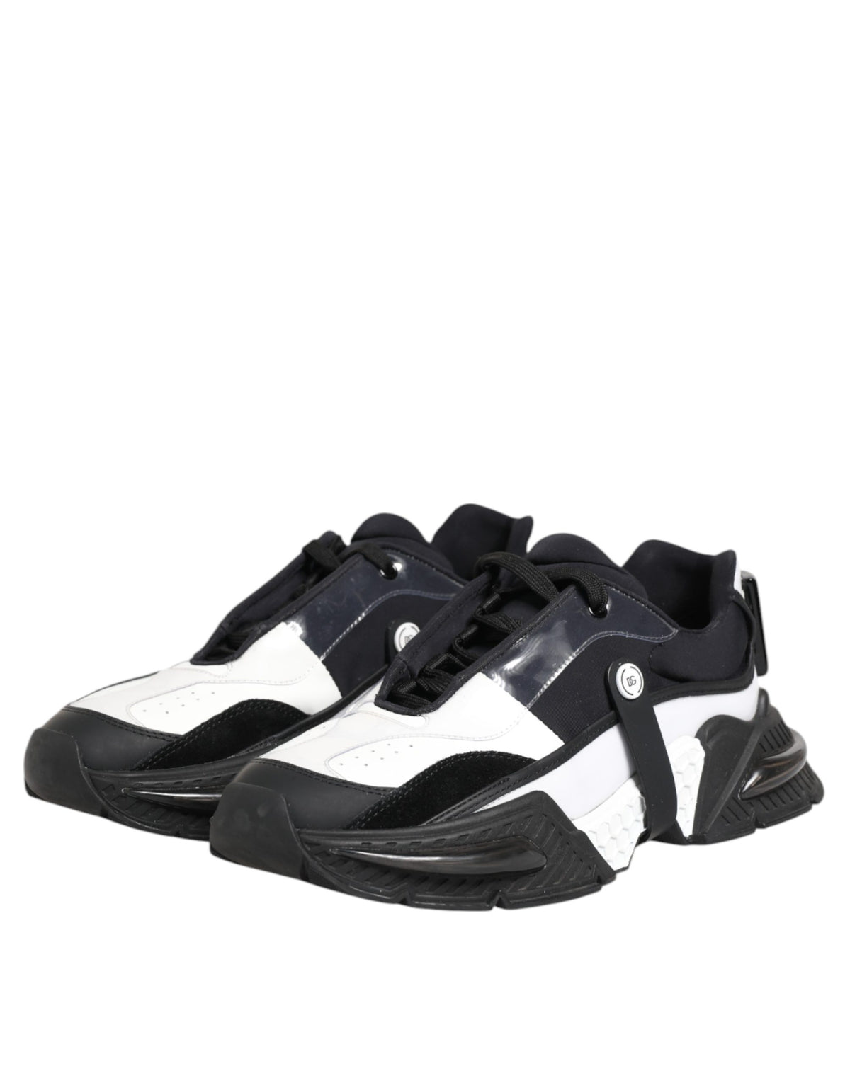 Dolce & Gabbana White Black Logo Airmaster Men Sneakers Shoes