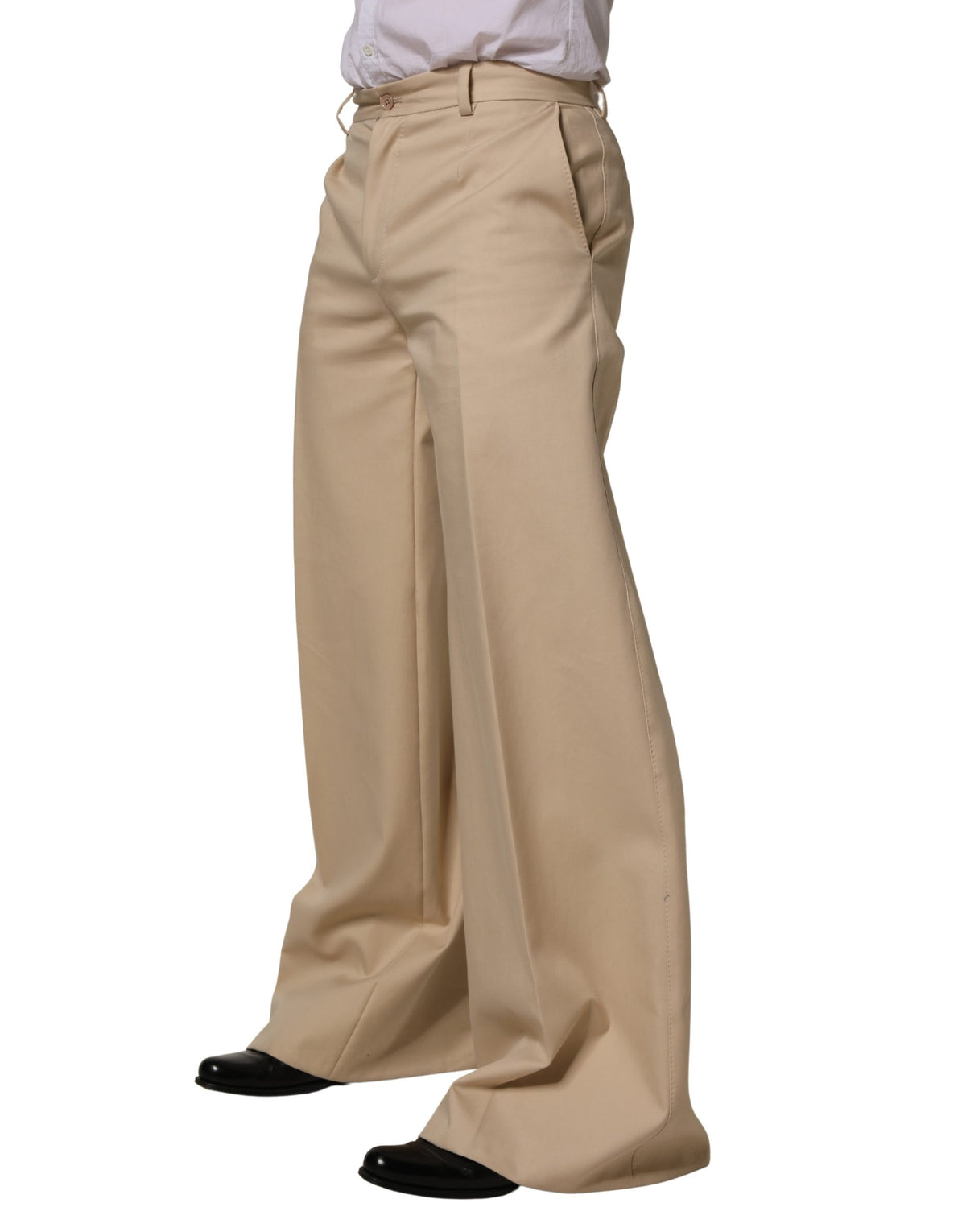 Dolce & Gabbana Beige Cotton Straight Men Formal Dress Pants