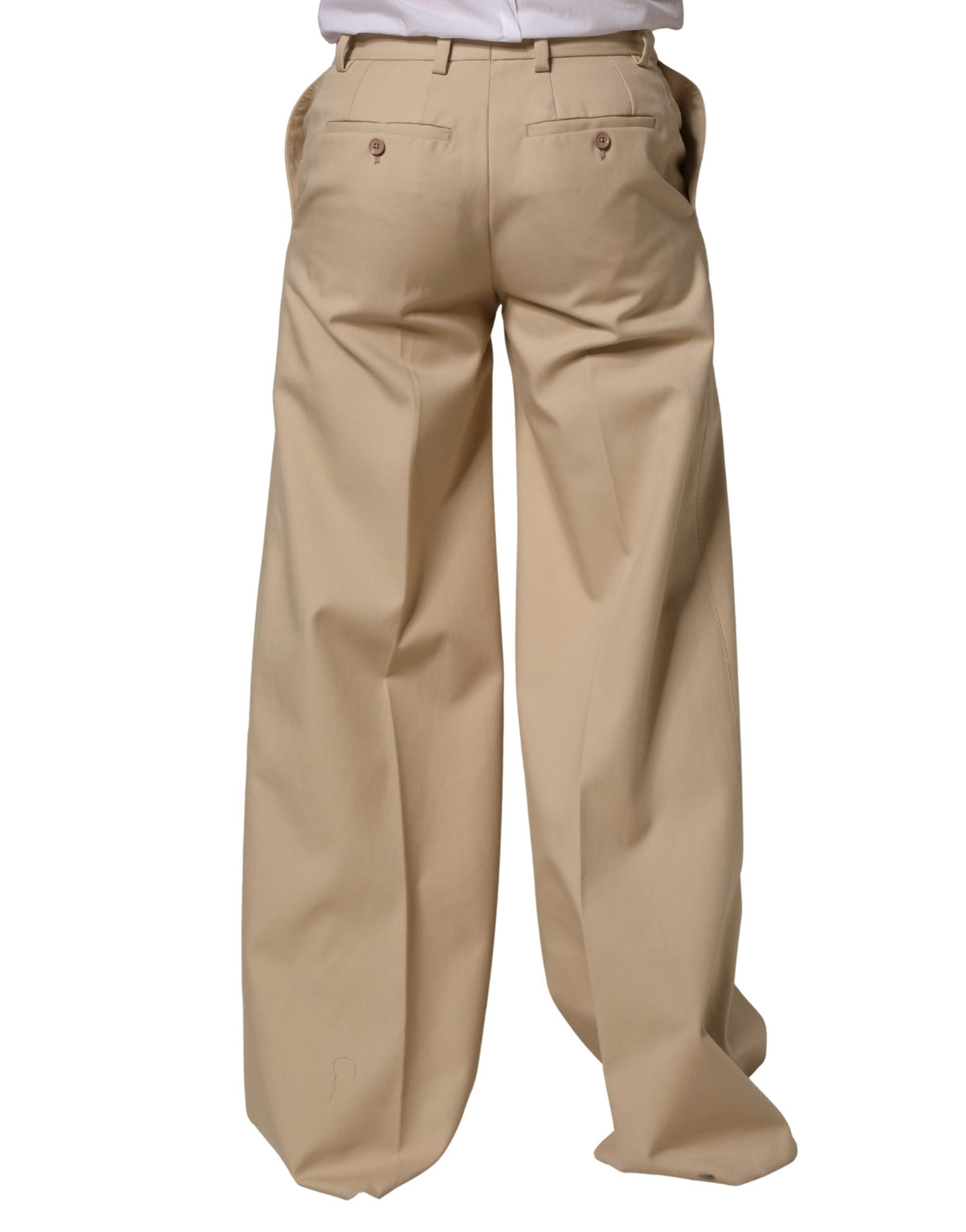 Dolce & Gabbana Beige Cotton Straight Men Formal Dress Pants