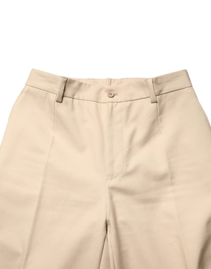 Dolce & Gabbana Beige Cotton Straight Men Formal Dress Pants
