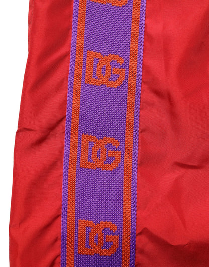 Dolce & Gabbana Red Polyester Drawstring Beach Shorts Swimwear