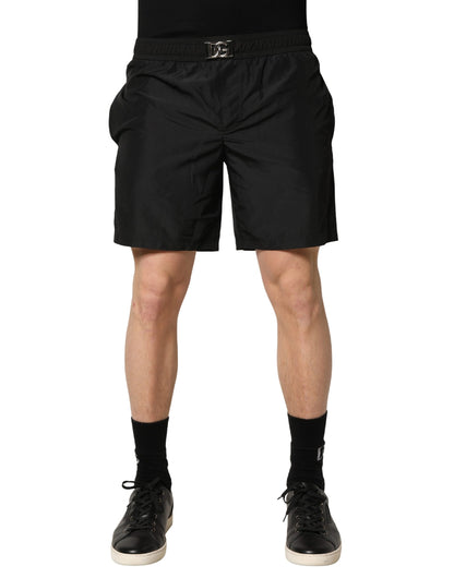 Dolce & Gabbana Black DG Logo Drawstring Beach Shorts Swimwear