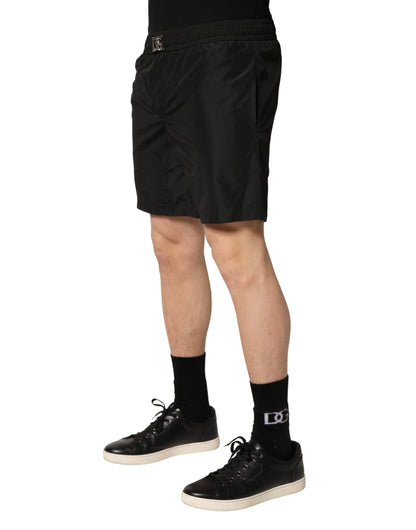 Dolce & Gabbana Black DG Logo Drawstring Beach Shorts Swimwear