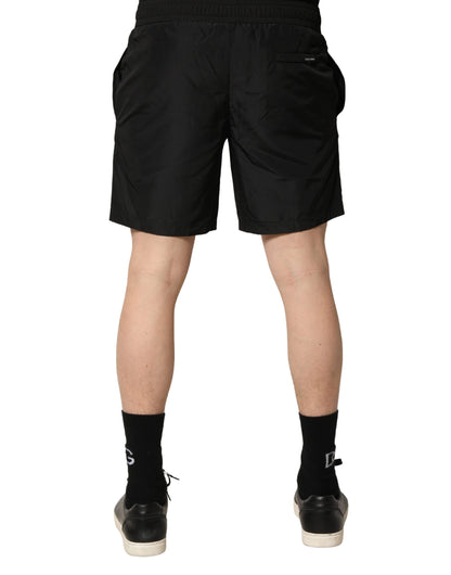 Dolce & Gabbana Black DG Logo Drawstring Beach Shorts Swimwear