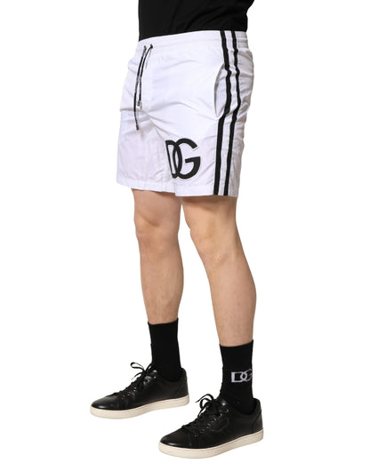 Dolce & Gabbana White DG Logo Men Drawstring Shorts Swimwear