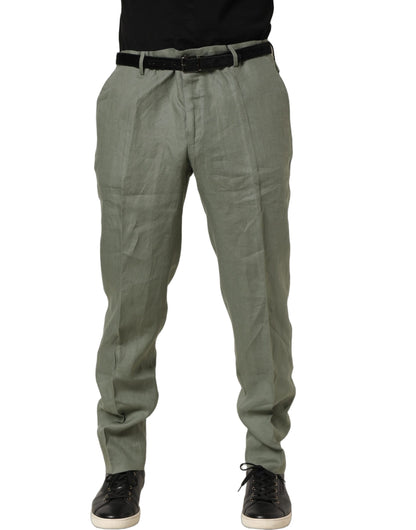 Dolce & Gabbana Gray Linen Tapered Men Dress Trouser Pants