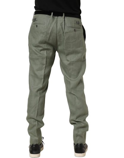 Dolce & Gabbana Gray Linen Tapered Men Dress Trouser Pants