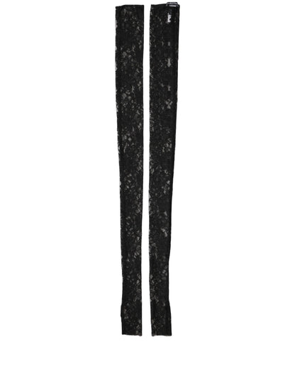 Dolce & Gabbana Sleeves Black Nylon Floral Lace Warmer Arm