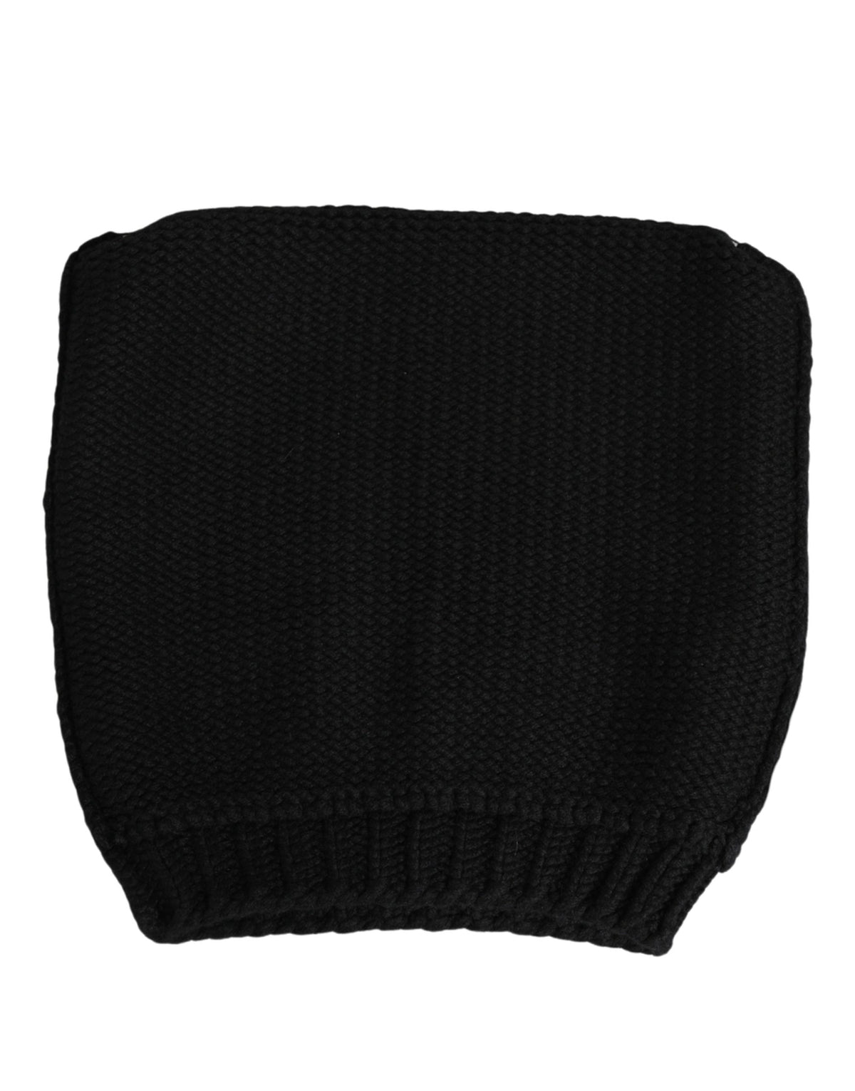 Dolce & Gabbana Black Cashmere Knitted Ribbed Cuff Beanie Hat