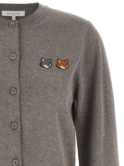 Maison Kitsuné Gray Wool Cardigan