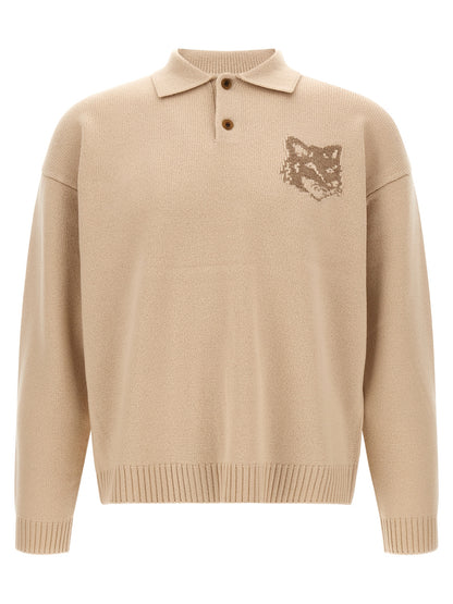 Maison Kitsuné Beige Wool Cardigan