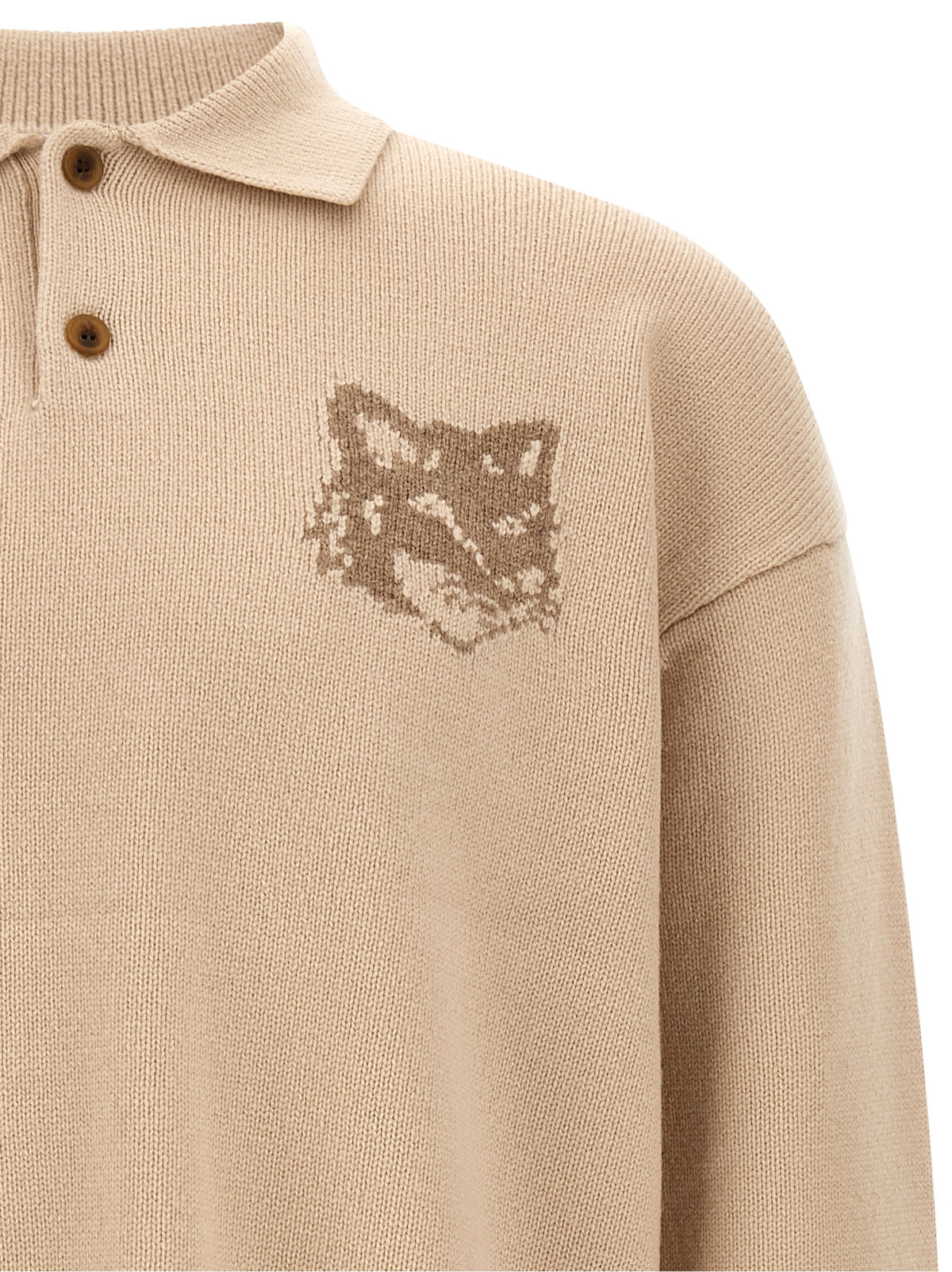 Maison Kitsuné Beige Wool Cardigan
