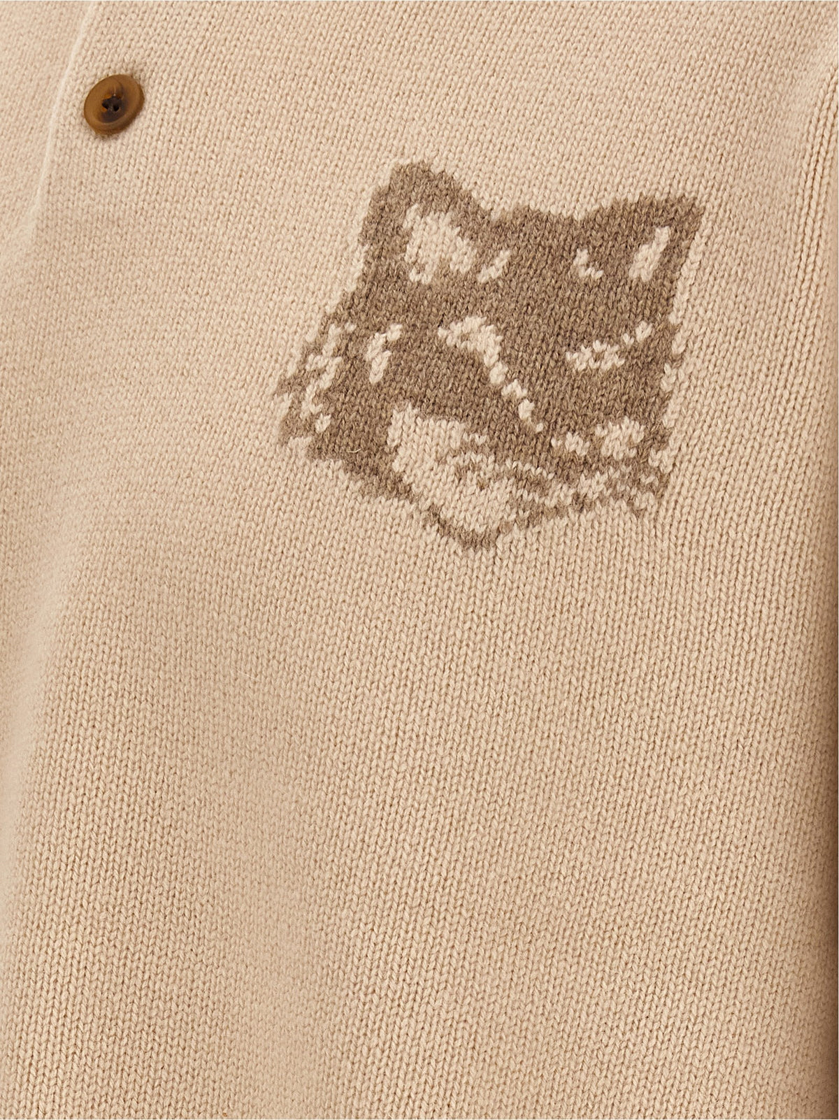 Maison Kitsuné Beige Wool Cardigan