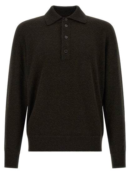 ZEGNA Brown Wool Polo Shirt