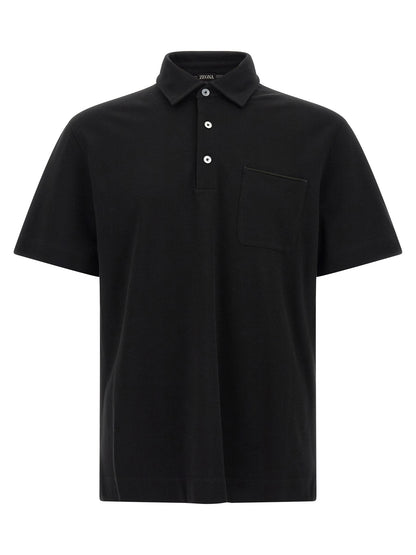 ZEGNA Black Cotton Polo Shirt