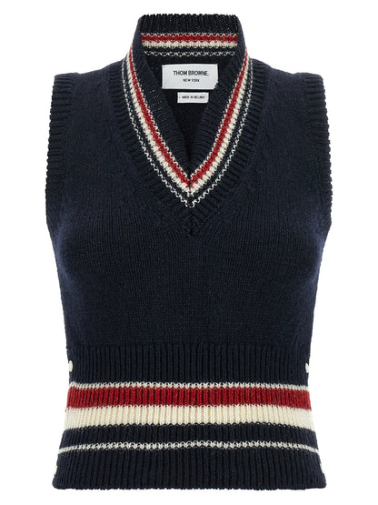 Thom Browne Blue Wool Sleeveless Jacket