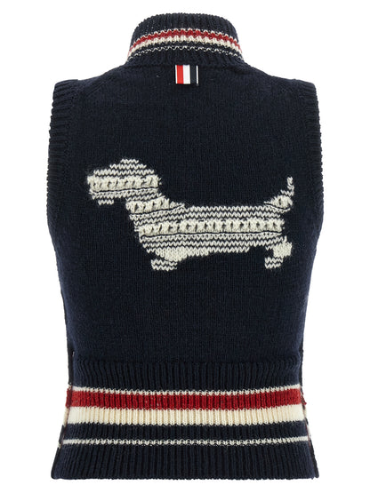 Thom Browne Blue Wool Sleeveless Jacket
