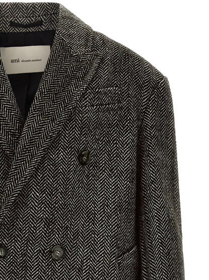 Ami Paris Black Virgin Wool Coat