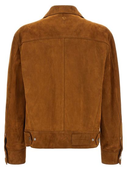 Ami Paris Brown Goatskin Leather Jacket