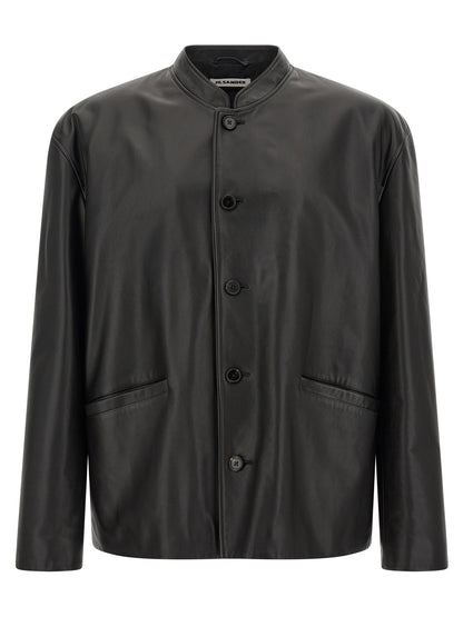 Jil Sander Black Calfskin Leather Jacket