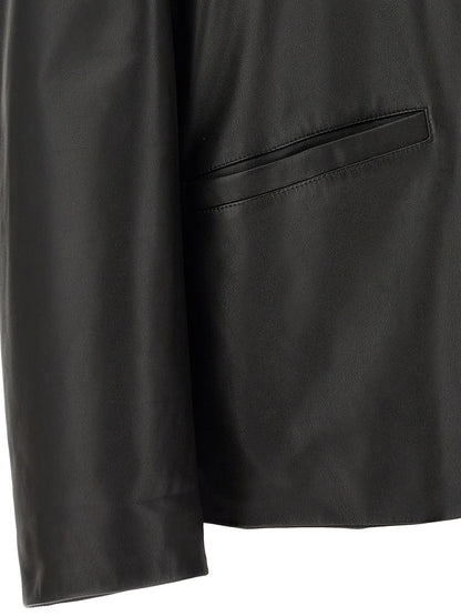 Jil Sander Black Calfskin Leather Jacket