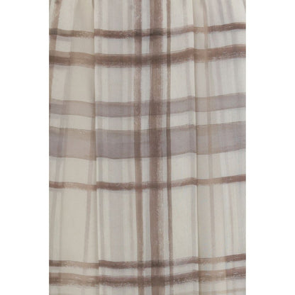 Brunello Cucinelli Beige Silk Midi Skirt