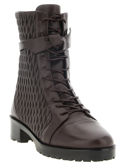 Alexandre Birman Purple Calfskin Lace-Up Boots