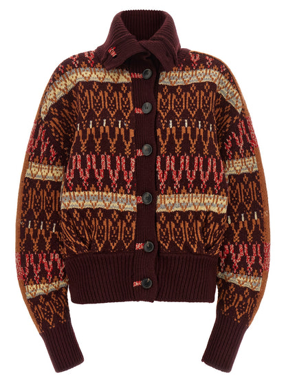 Dries Van Noten Bordeaux Wool Cardigan