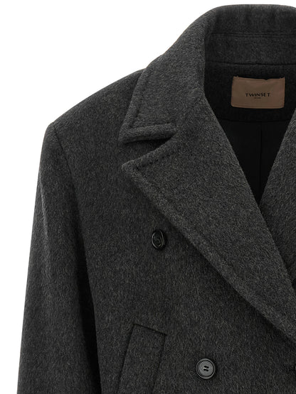 Twinset Gray Wool Coat