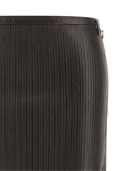 Tom Ford Brown Lamb Leather Midi Skirt