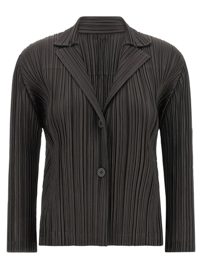 PLEATS PLEASE ISSEY MIYAKE Gray Polyester Blazer