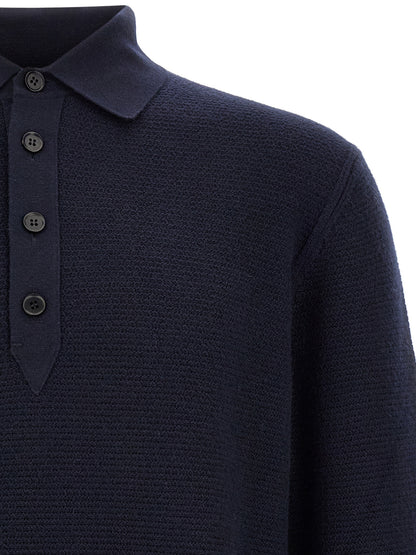 ZEGNA Blue Cashmere Polo Shirt