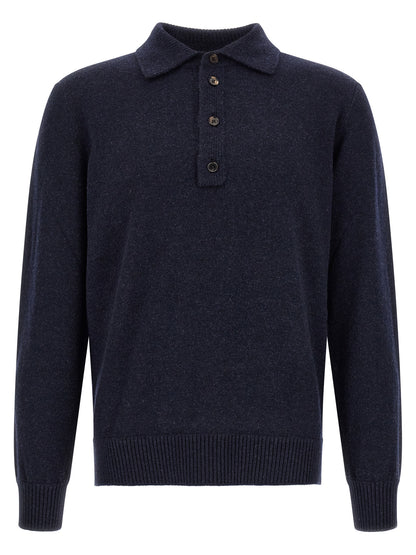 ZEGNA Blue Wool Polo Shirt
