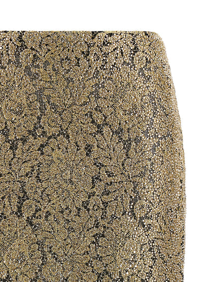 Ermanno Scervino Gold Polyester Midi Skirt
