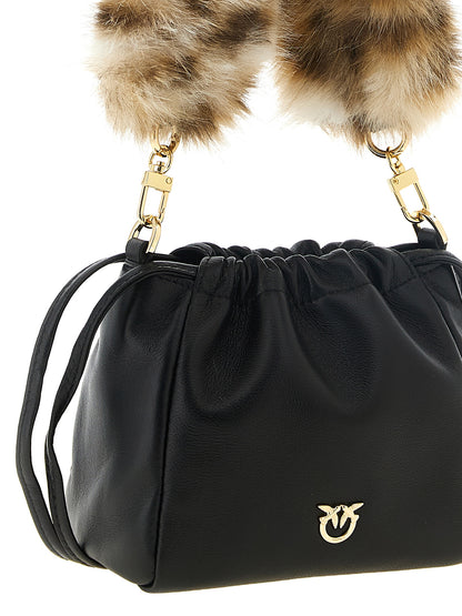 PINKO Black Lambskin Shoulder Bag