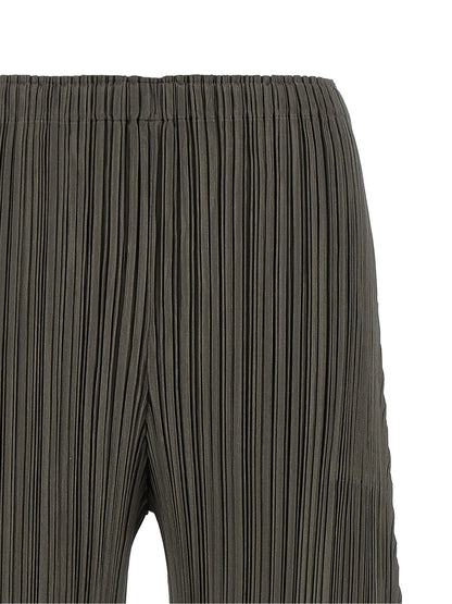 PLEATS PLEASE ISSEY MIYAKE Gray Polyester Casual Pants