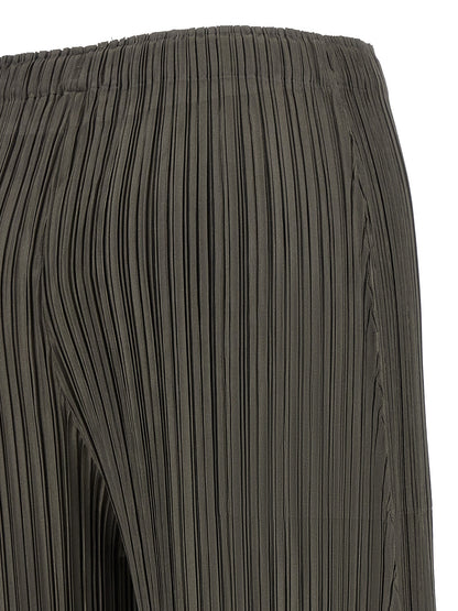 PLEATS PLEASE ISSEY MIYAKE Gray Polyester Casual Pants