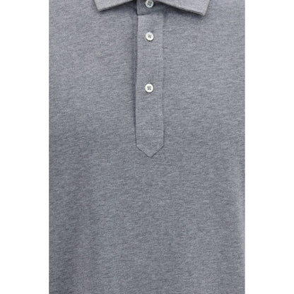 Brunello Cucinelli Gray Cotton Polo Shirt