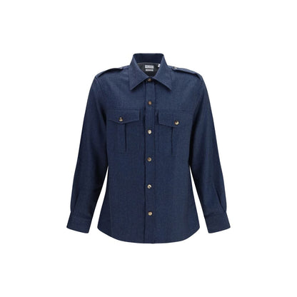 Brunello Cucinelli Blue Wool Oves Aries Shirt