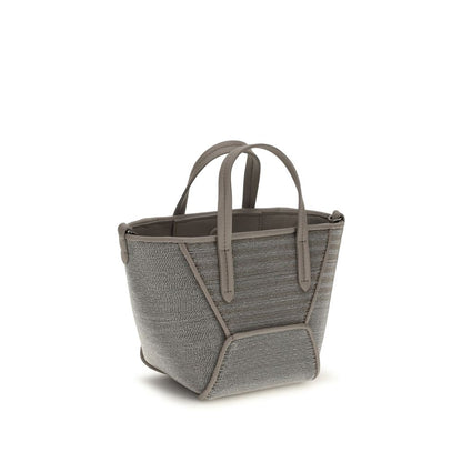 Brunello Cucinelli Gray Calf Leather Bos Taurus Shoulder Bag