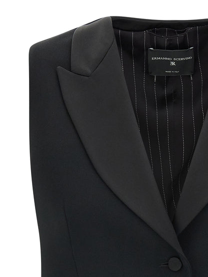 Ermanno Scervino Black Viscose Sleeveless Jacket