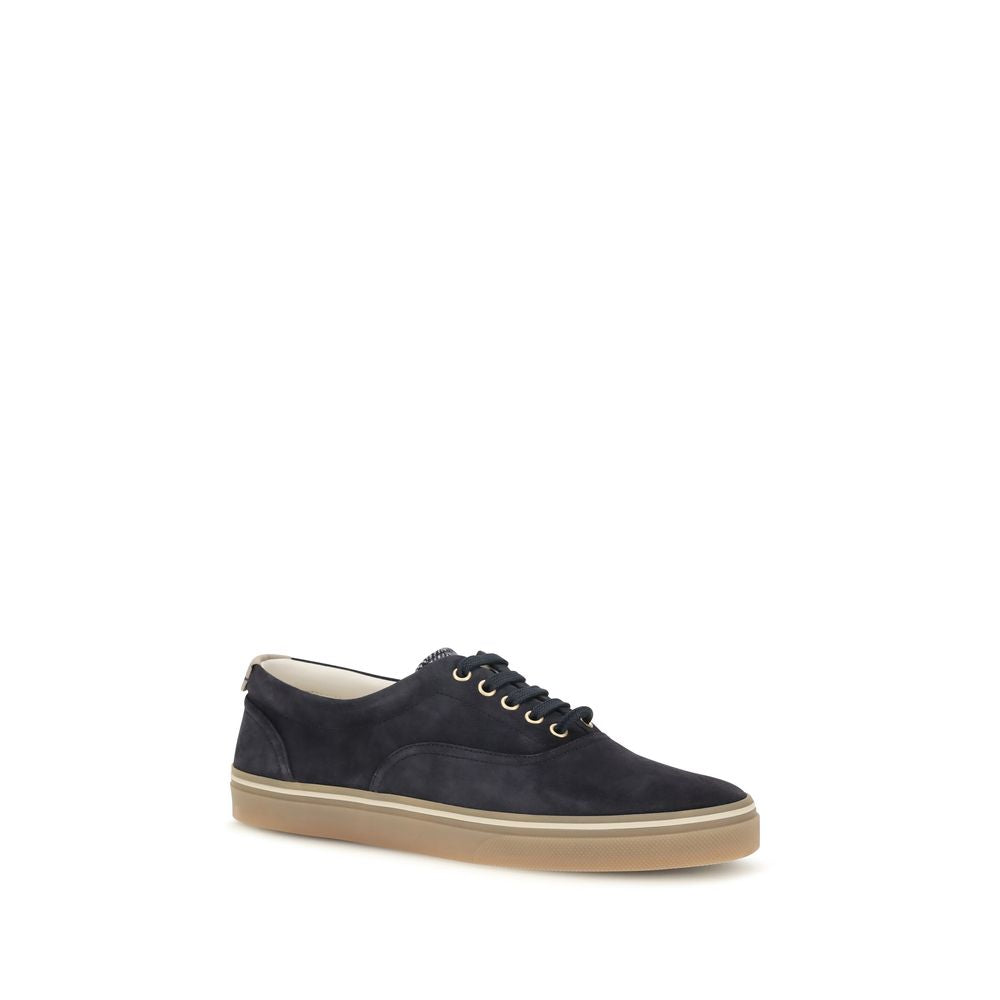 Brunello Cucinelli Blue Suede Leather Low Top Sneakers