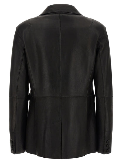P.A.R.O.S.H. Black Lamb Leather Blazer